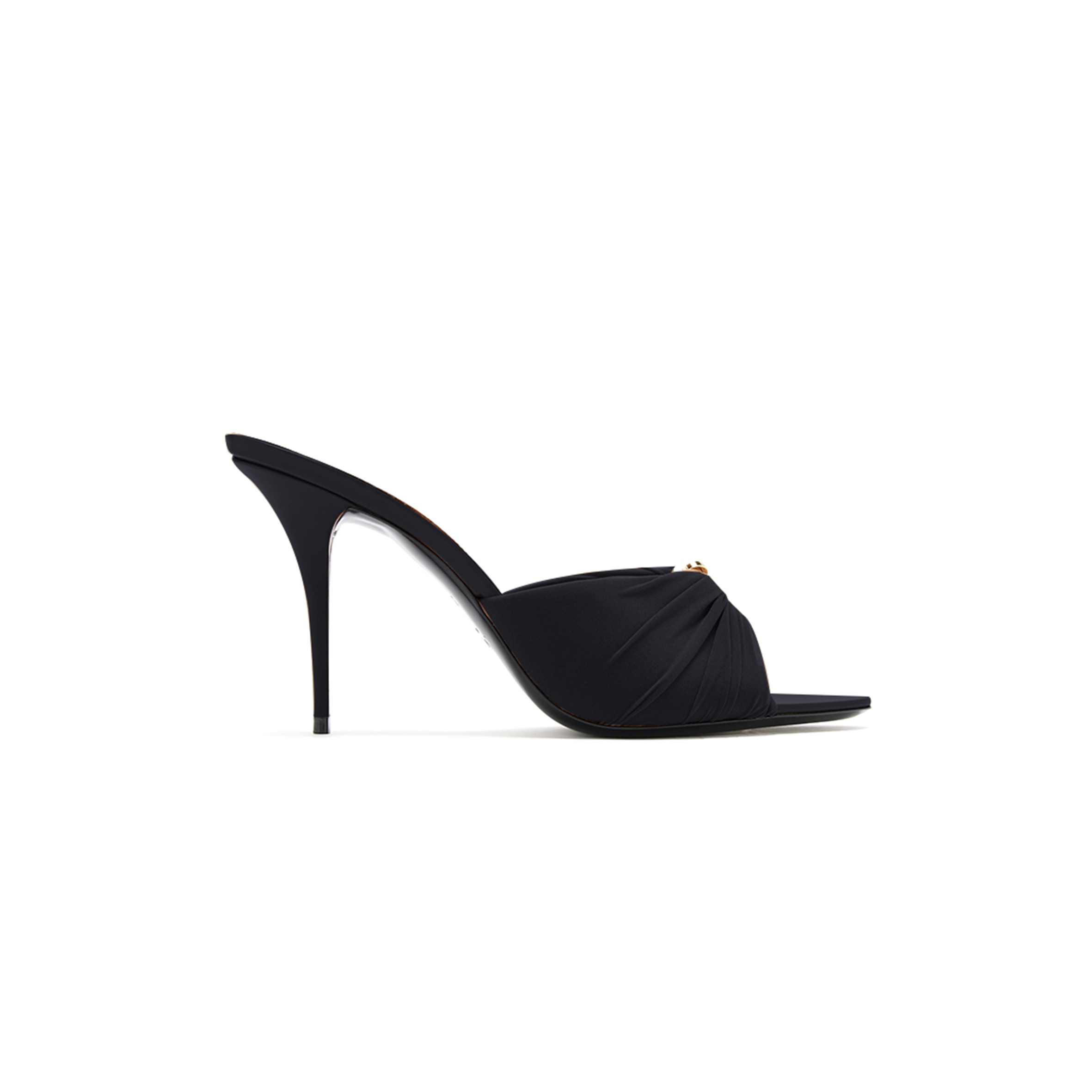 YSL ABYLONE RUCHED LEATHER MULE 